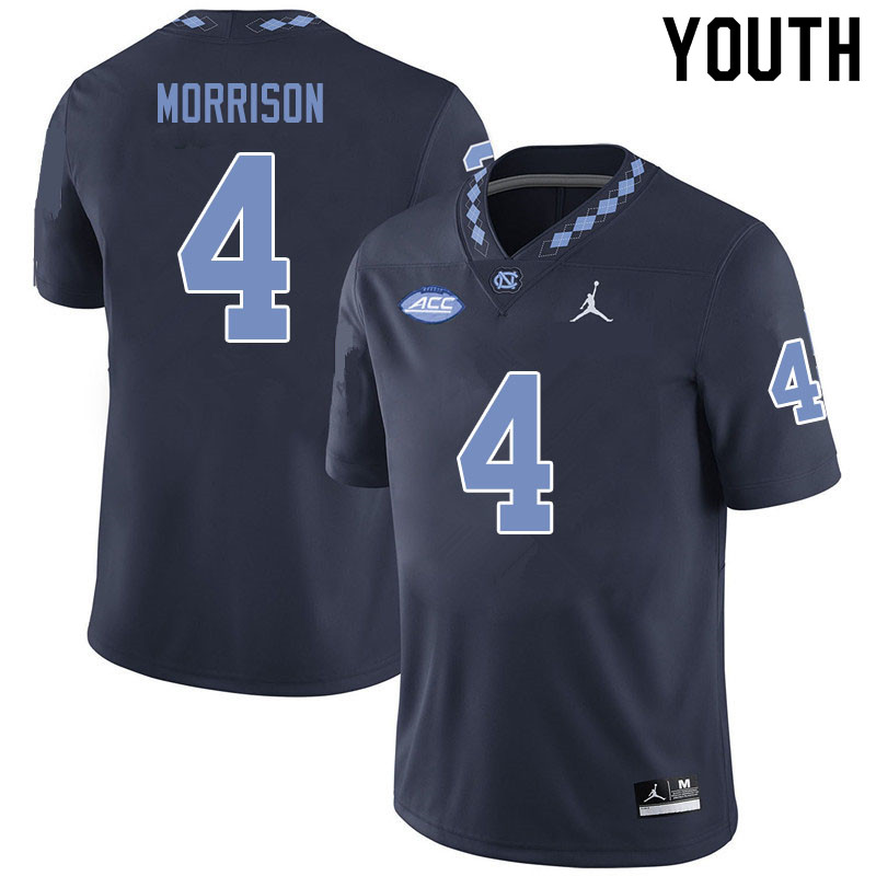 Jordan Brand Youth #4 Trey Morrison North Carolina Tar Heels College Football Jerseys Sale-Black